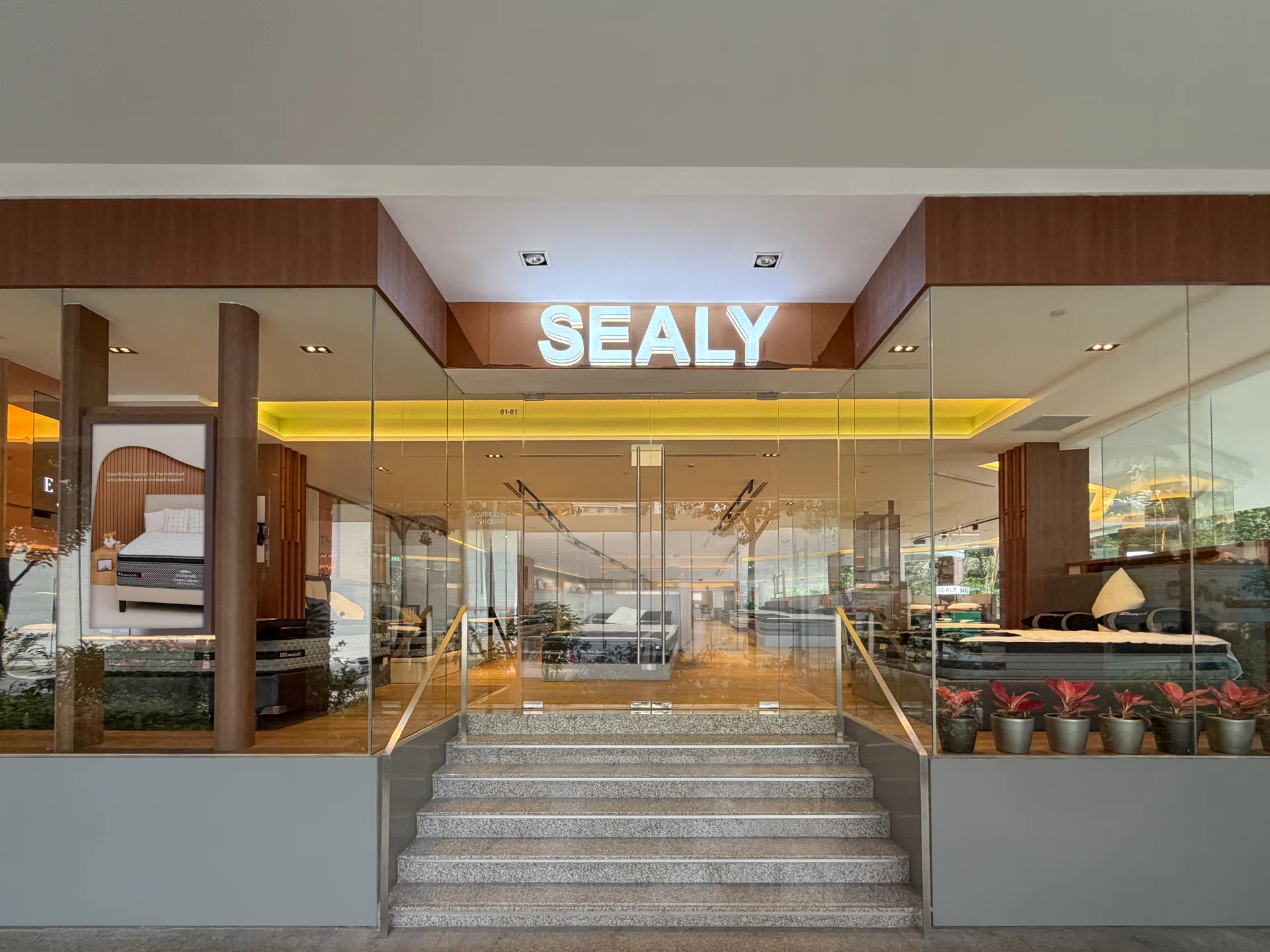 Exterior facade to the new Sealy flagship store located at 1 Nassim Road, opened on 16 October 2026.