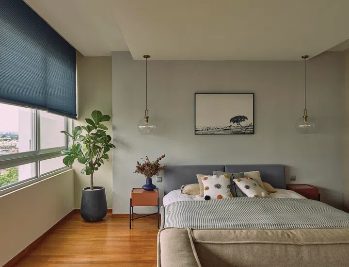 The master bedroom was designed to accommodate the two daughters as well.