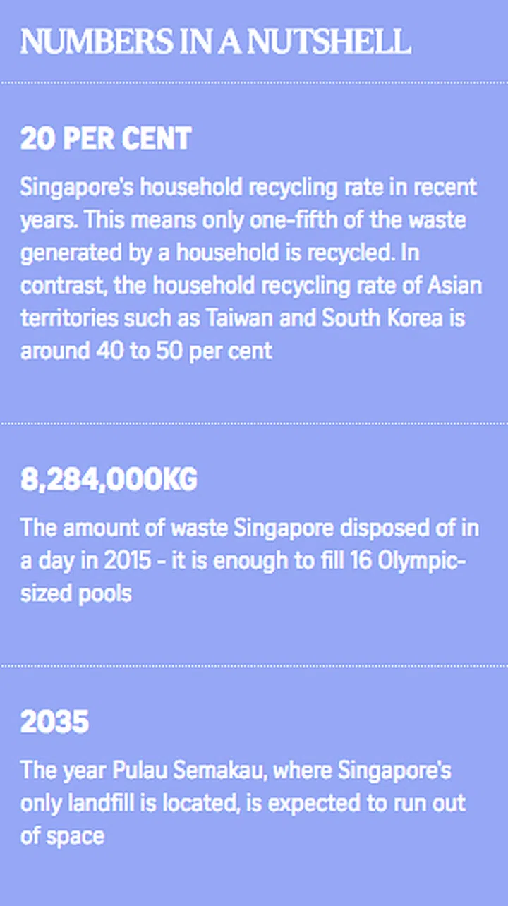 green living, recycle, reduce, reuse, recycle, figures of singaporean homes that recycle versus overseas