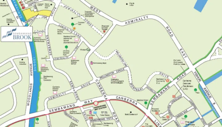 Map showing location of Sembawang Brook HDB BTO, launched in the June 2026 HDB BTO sales exercise.