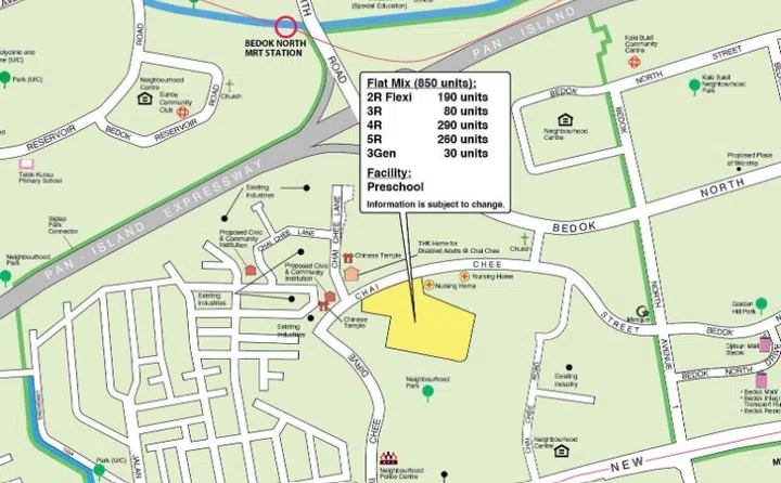 The October 2025 BTO site is located between Chai Chee Drive and Chai Chee Street.