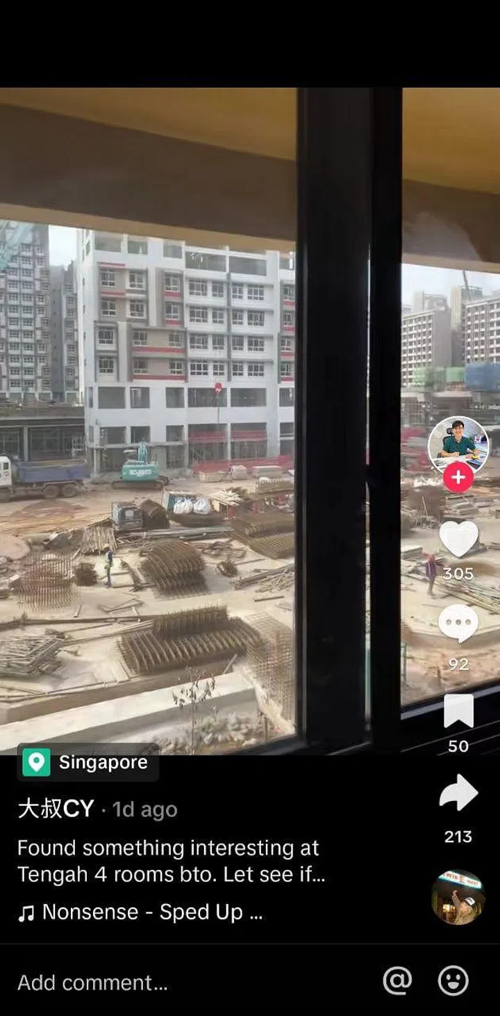 Tiktok screengrab of the new Tengah HDB BTO estate at 111 Tengah Plantation