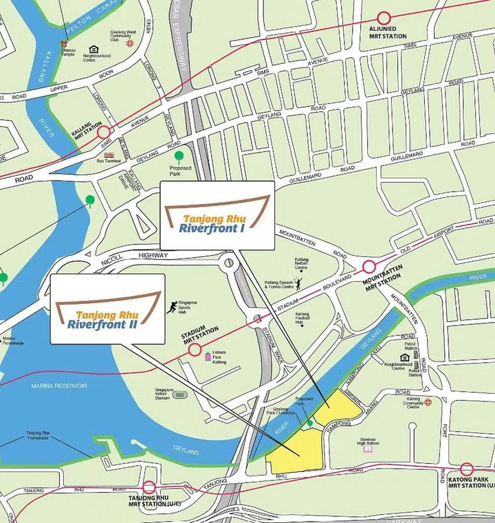 Tanjong Rhu Riverfront 1 and 2 BTO map. Image HDB