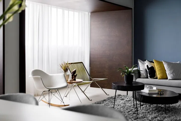 All loose furniture in this architect's house in Ang Mo Kio all have elegantly thin legs to create the illusion of space.