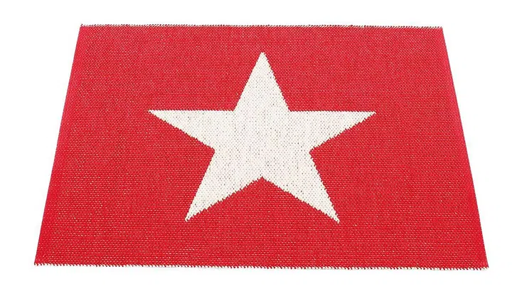 Viggo plastic rug.

Products by Swedish design company Pappelina.