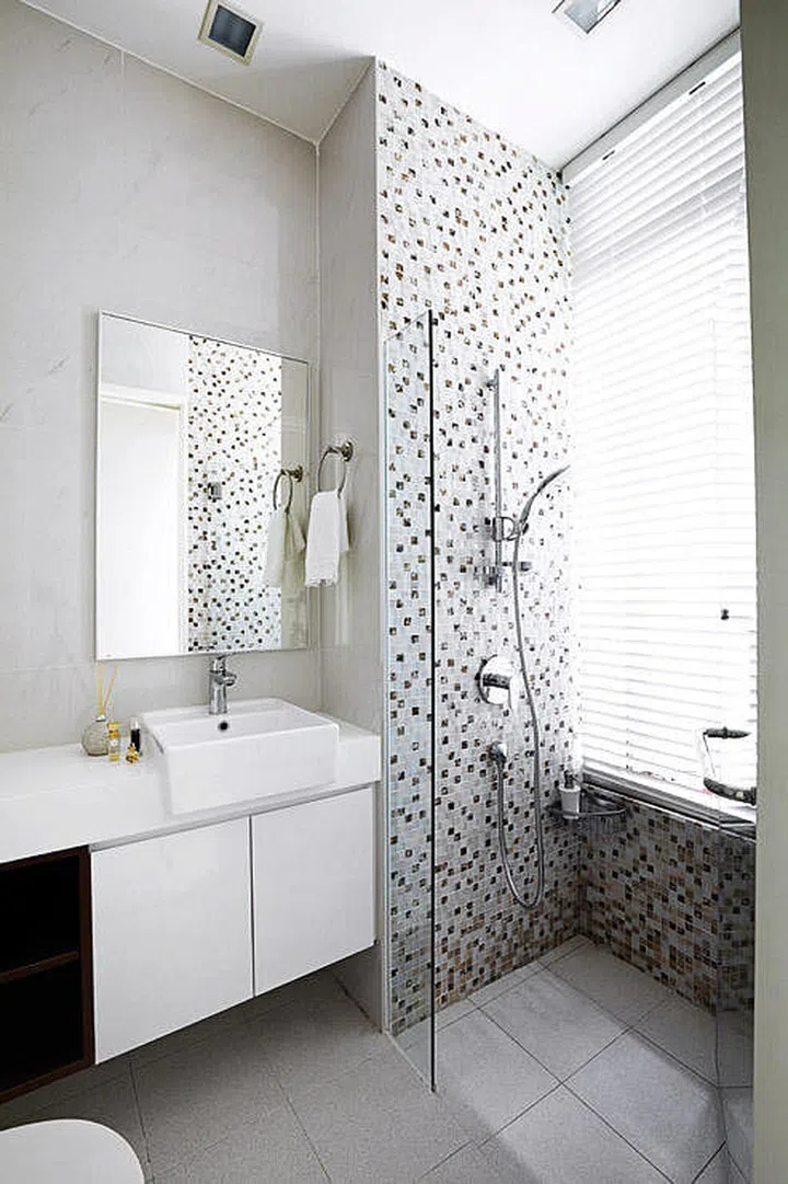 bathroom, renovation, wall finisihes, wall materials, mosaic, tiles