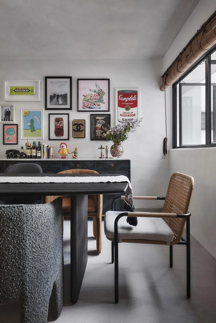 Island Living dining table in this 1,367 sq ft 5-room HDB at Bedok Reservoir Road. 