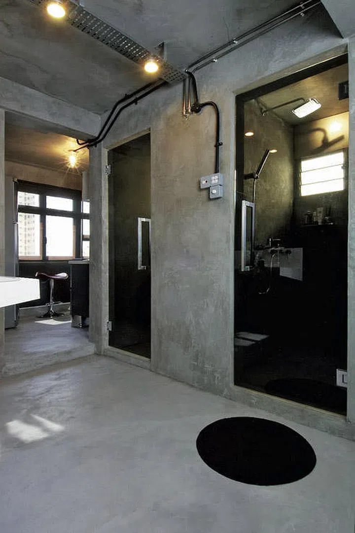 three-room HDB flat, HDB, bathroom, concrete, cement