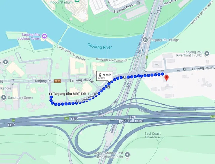 Tanjong Rhu Parc Front BTO is a 9-minute walk from the nearest Tanjong Rhu MRT Station.