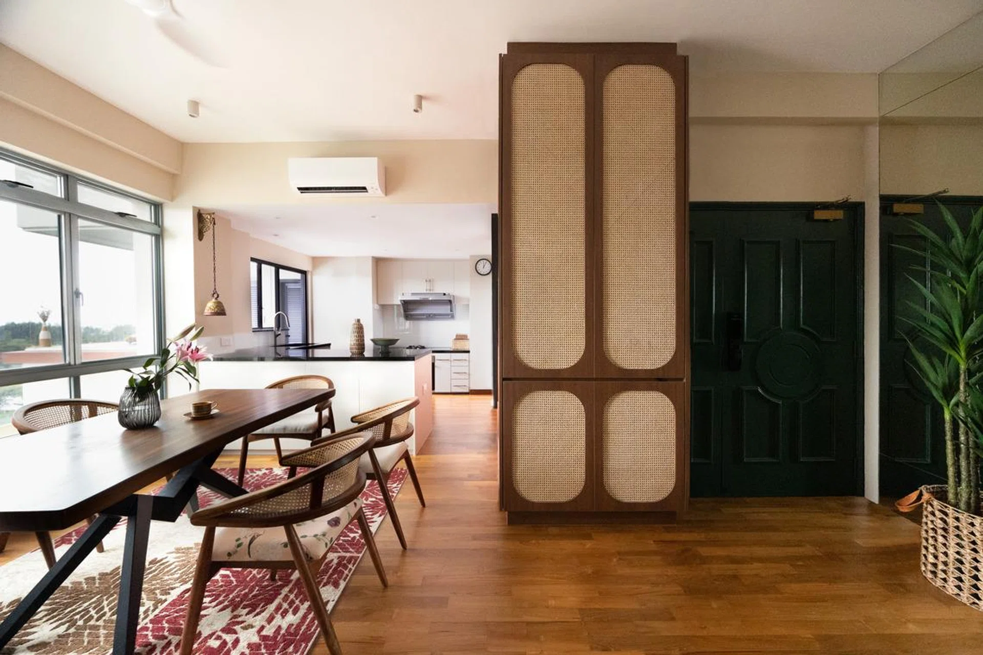 This home is an exquisite collection of prints, textures and wood. 