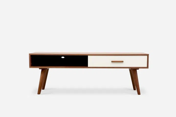 castlery mid-century style coffee table with white drawer