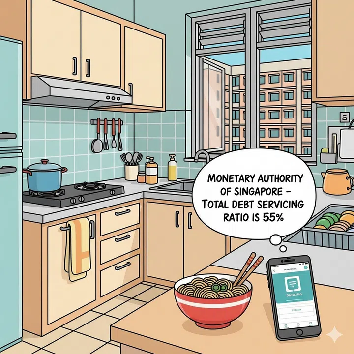Monetary Authority of Singapore has set the Total Debt Servicing Ratio at 55%.