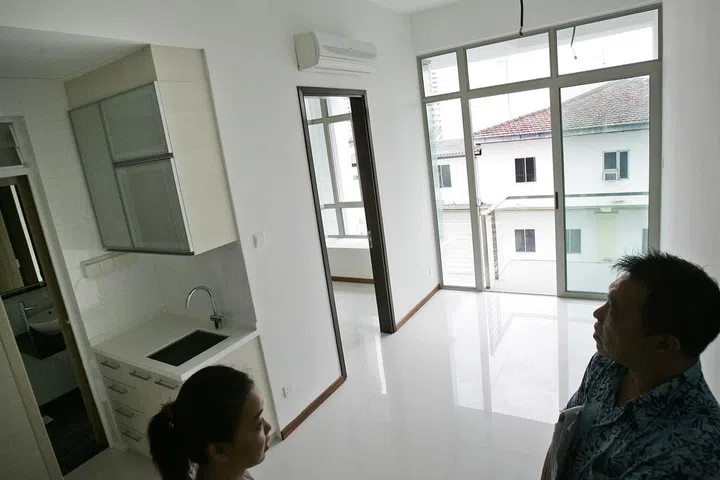 The interior of a 388 sq ft apartment at Soho 188 in Race Course Road. Shoebox apartments range from under 400 sq ft to about 500 sq ft in size.