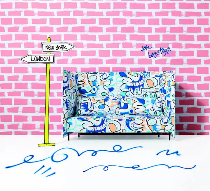Jon Burgerman, Kirkby, fabric, upholstery