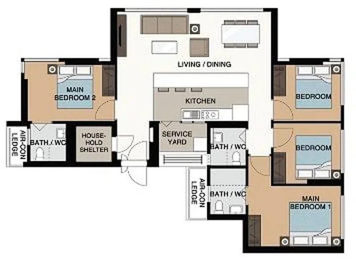 Punggol Point Cove 3-Gen floor plan. Image MyNiceHome HDB