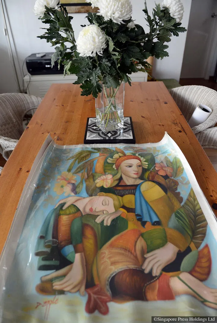 Some of the artworks in local actress-host Cynthia Lee MacQuarrie's collection remain unframed at her rented 1,400 sq ft walk-up apartment in Chip Bee Gardens.