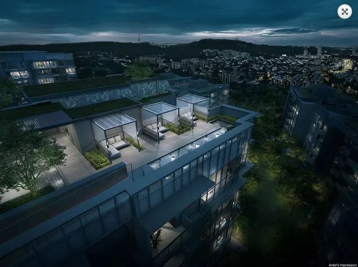 Artist's impression of an aerial view of the penthouse units at Forett at Bukit Timah. Image from official Forett at Bukit Timah website