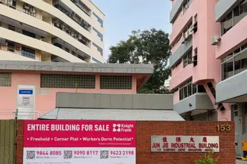 Exterior entrance of Jun Jie Industrial Building.
