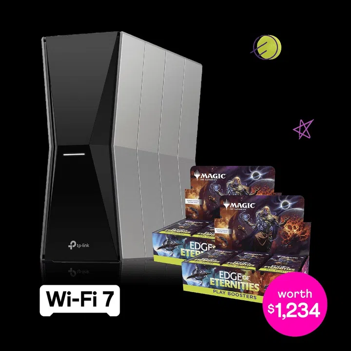 MyRepublic Magic: The Gathering Play Booster (2 Boxes) + TP-Link WiFi 7 Router + GAMER 10 Gbps, $61.99/mth