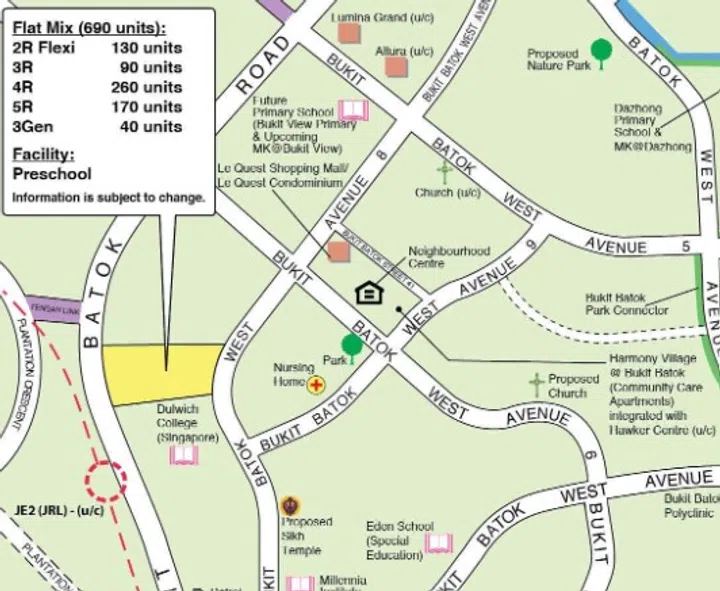 Map showing the location of the West BrickVille @ Bukit Batok HDB BTO estate (Standard), launched in October 2024 sales exercise.