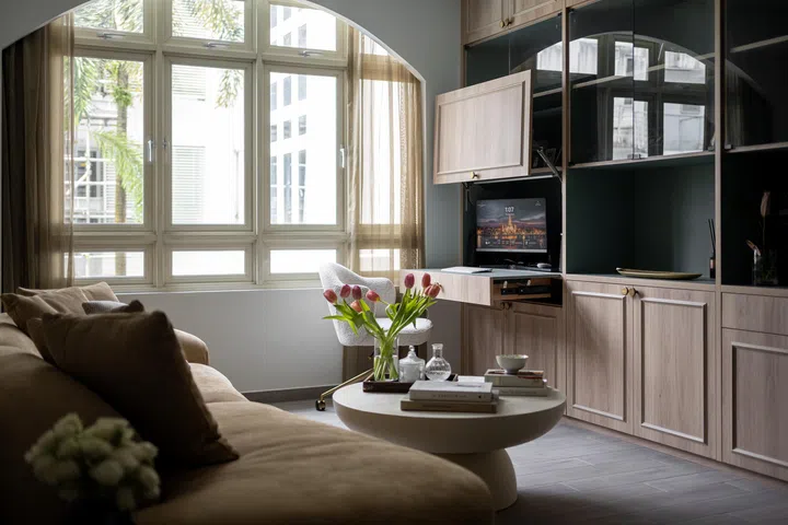Living room of a 3-bedroom condominium designed by Loren Ng Designs.