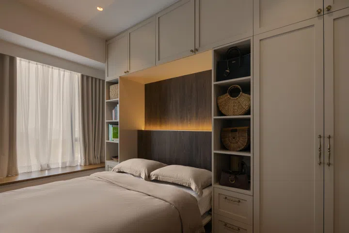 The Amalfi bed flips up to reveal a desk.