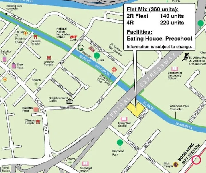 Map showing location of Towner Breeze HDB BTO (Plus) estate, launched in the October 2024 BTO sales exercise.