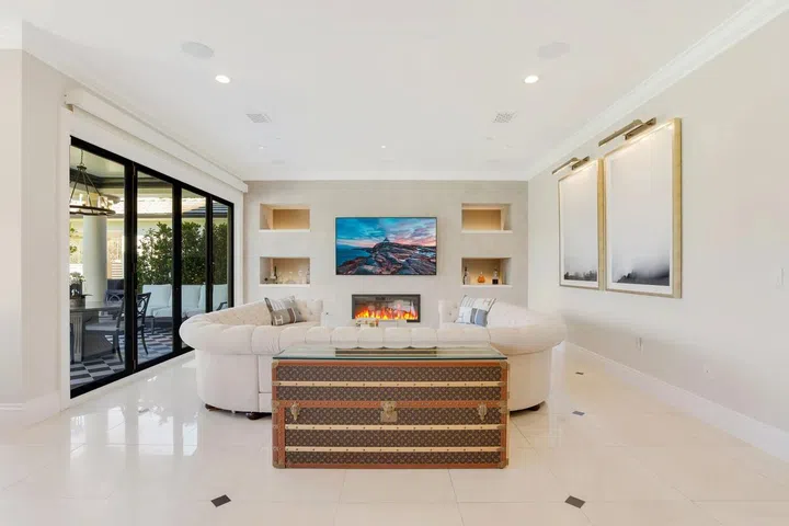 Multiple lounging areas are perfect for entertaining.