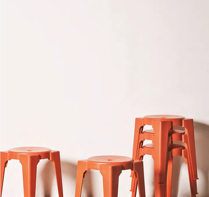 Unica Red Plastic Stools in Kopitiams