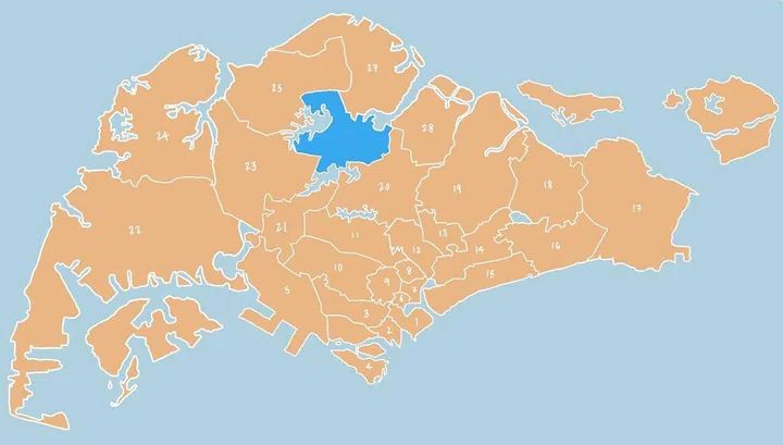 Illustrated map showing District 26 - Upper Thomson, Springleaf, Mandai in Singapore.
