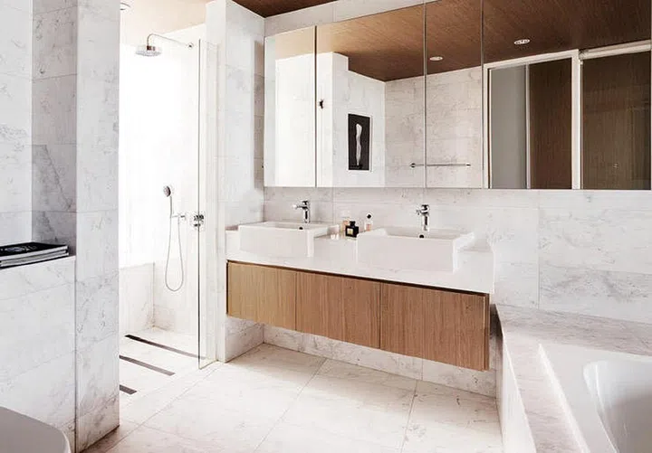 bathroom, renovation, wall finisihes, wall materials, marble