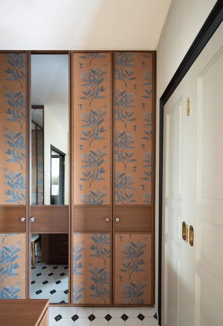 The master bedroom’s walk-in style closet area. 