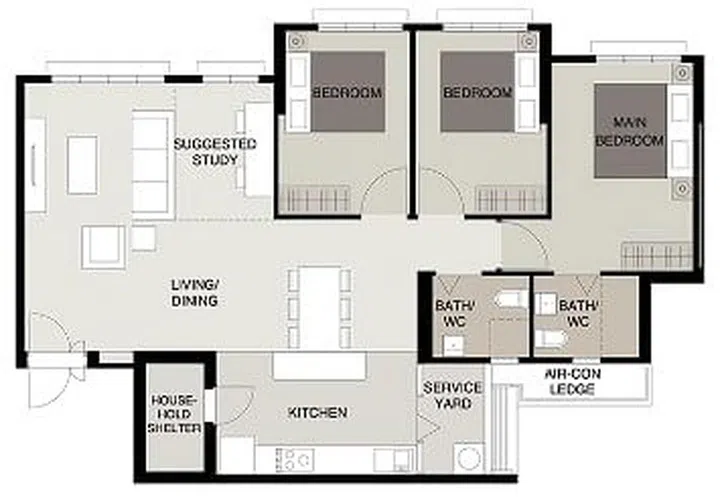 Tampines GreenVines BTO 5-room floor plan. Image HDB