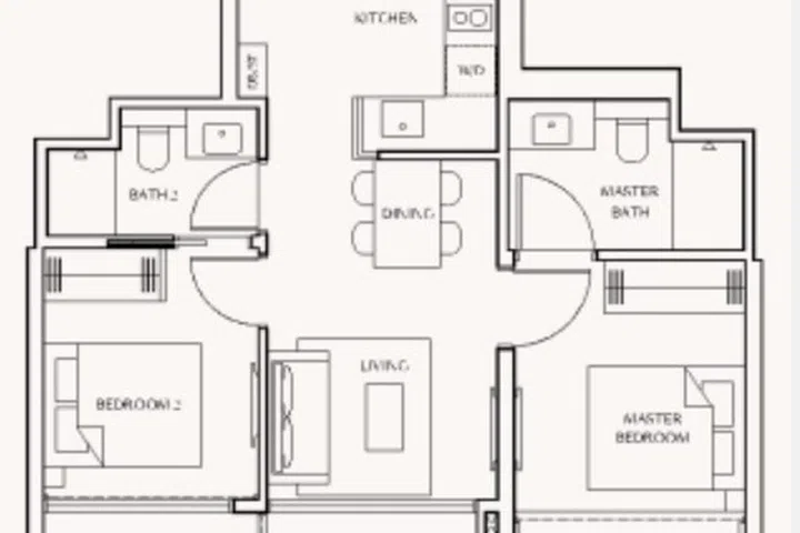 Meyer Blue condo 2-bedroom premium type bp1 62 sqm floor plan.