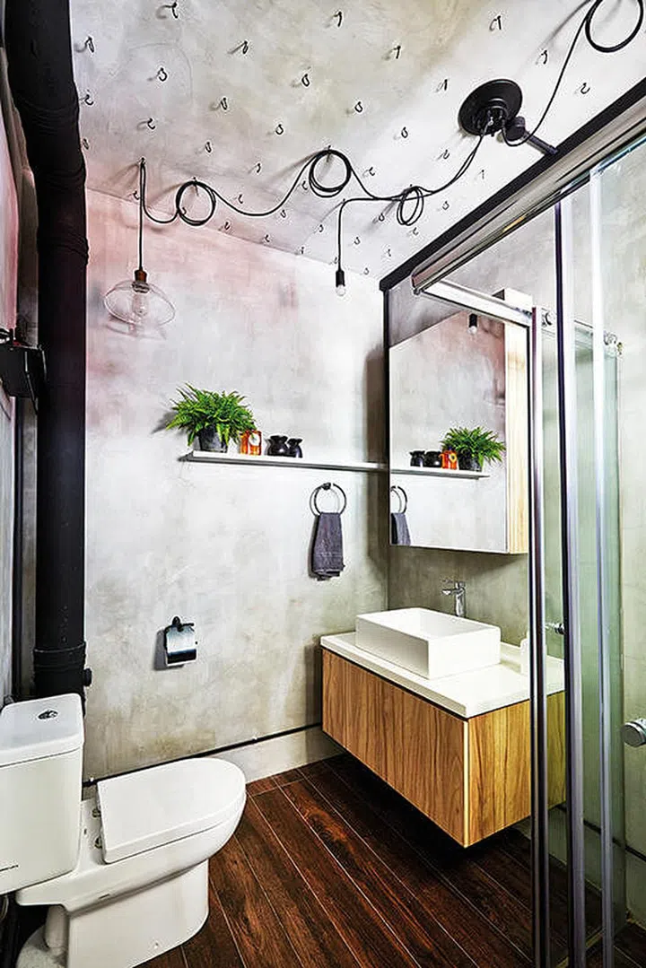 wood, concrete, renovation, bathroom, interior, home and decor,