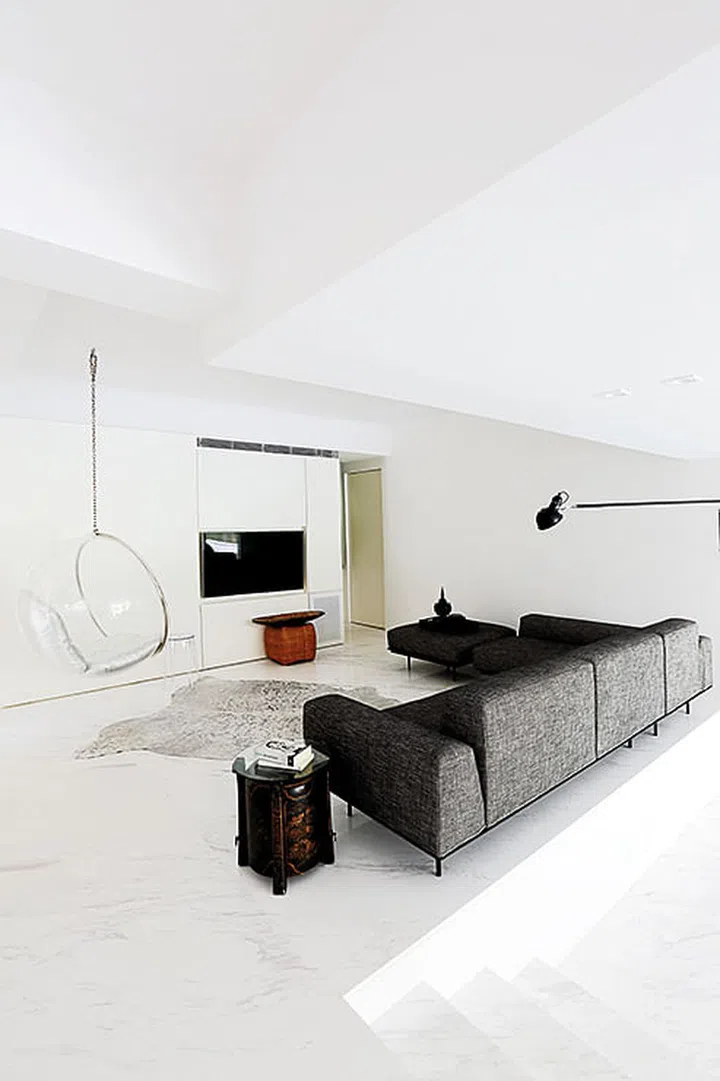 A clear, uncluttered space - as seen in the TV zone - was one of the homeowners' requests.