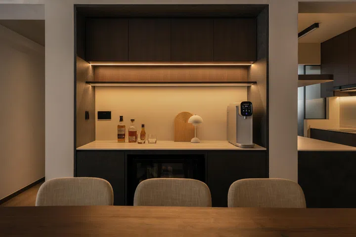 Dry pantry in a 5-room HDB BTO at Tampines Street 96 (1,216 sq ft), designed by Inizio Atelier.