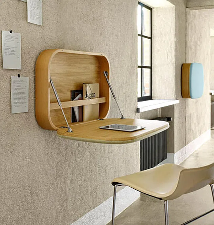 wall-mounted, desk, space solutions, home, small spaces, nebo, home and decor, grafunkt,