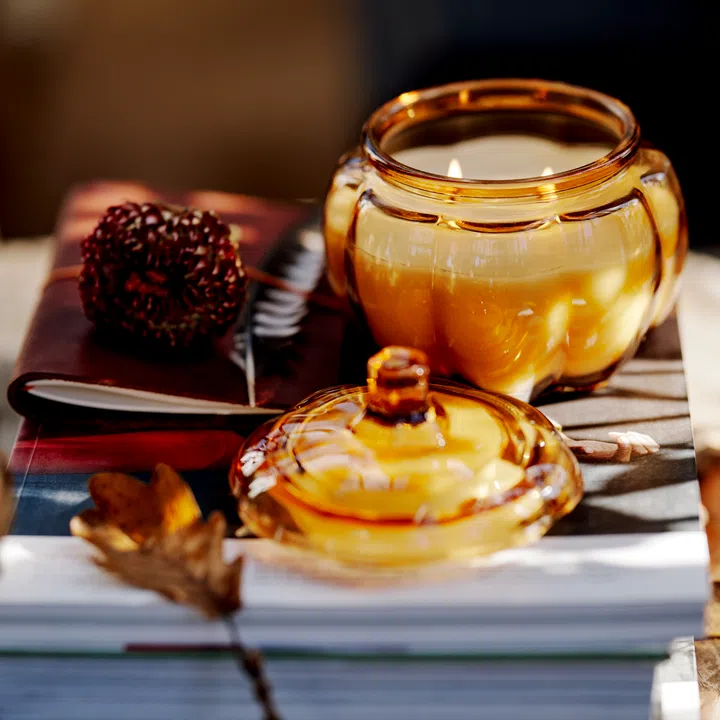 HÖSTAGILLE Scented Candle in Glass (2 wicks, Spiced Pumpkin/Brown, 40hr burn time) $10.90