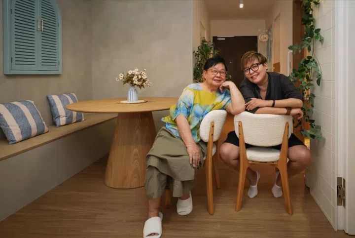Carmen Tang (right), design director of Wolf Woof, helped retiree Ivy Lim (left) create a Mediterranean home.