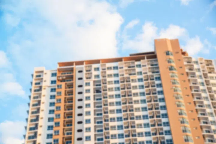 Blur exterior view of new condominium.