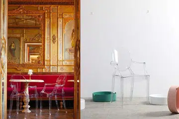 From left: Kartell Louis Ghost Chair (706.00€ from Kartell); Transparent Plastic Chair ($61.20 from Lazada)