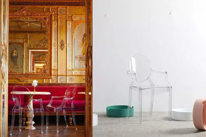 From left: Kartell Louis Ghost Chair (706.00€ from Kartell); Transparent Plastic Chair ($61.20 from Lazada)