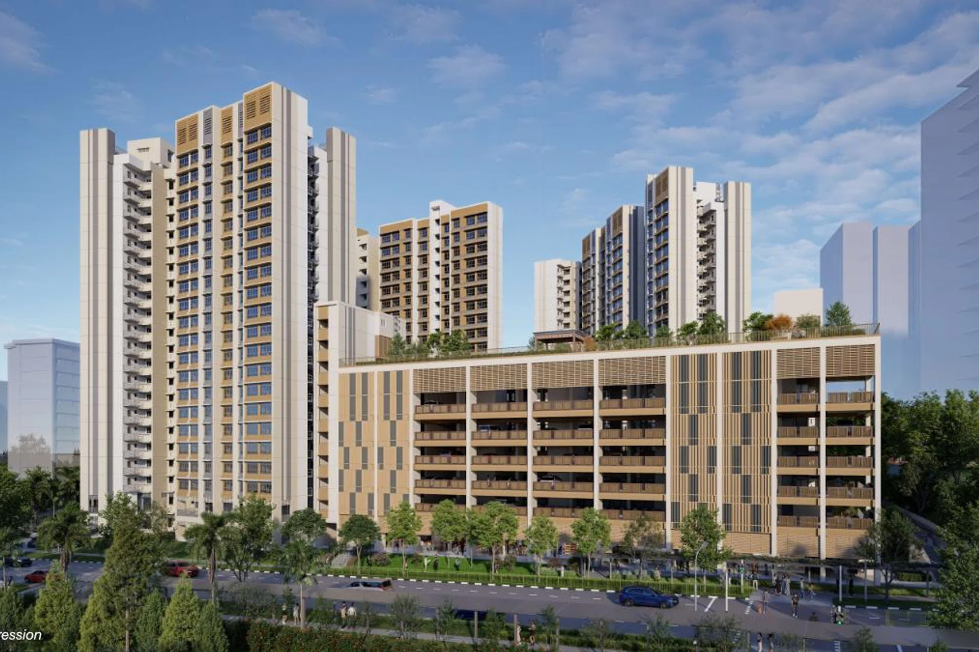 Artist’s impression of Kebun Baru Ridge, launched in June 2026 HDB BTO sales exercise.