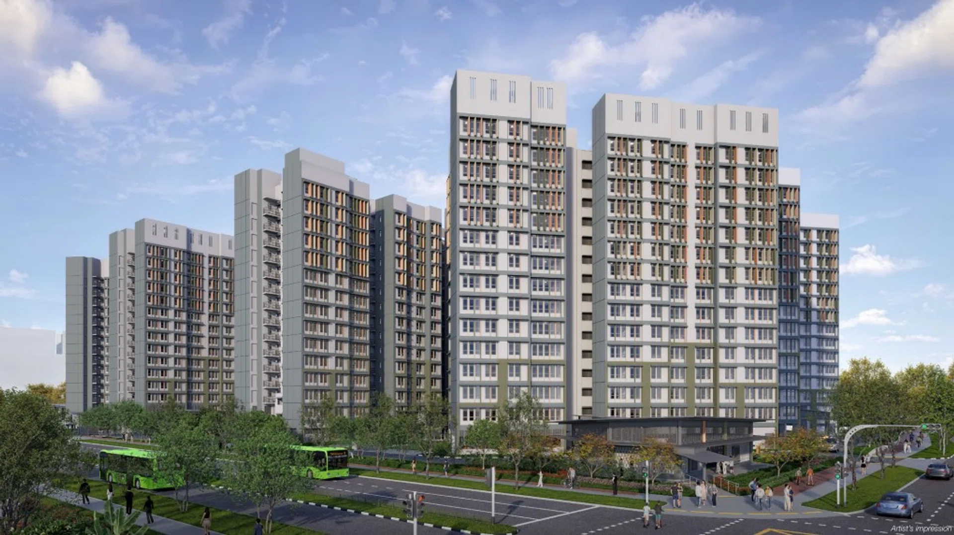 Artist's impression of Yishun Chencharu Green BTO, launched in the February 2025 HDB BTO sales exercise.