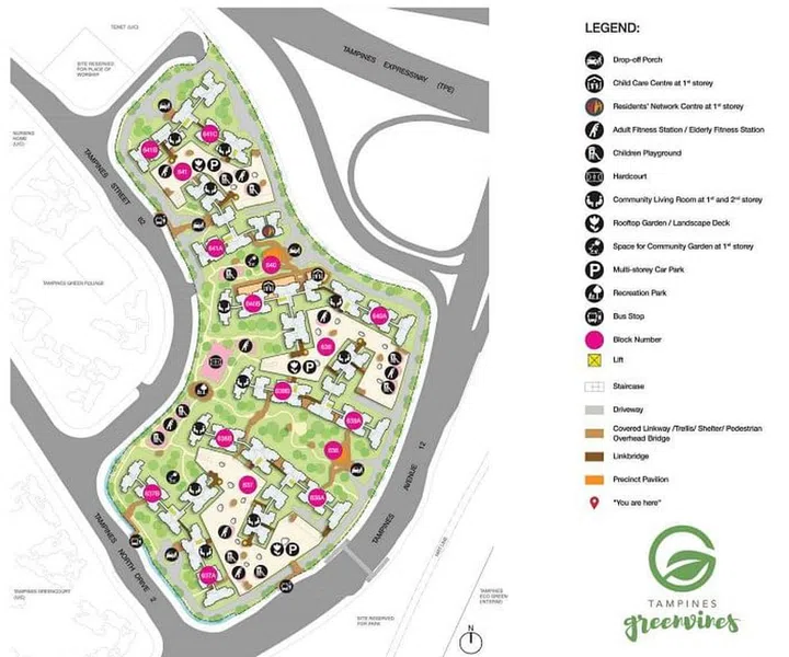 Tampines GreenVines BTO site plan. Image HDB