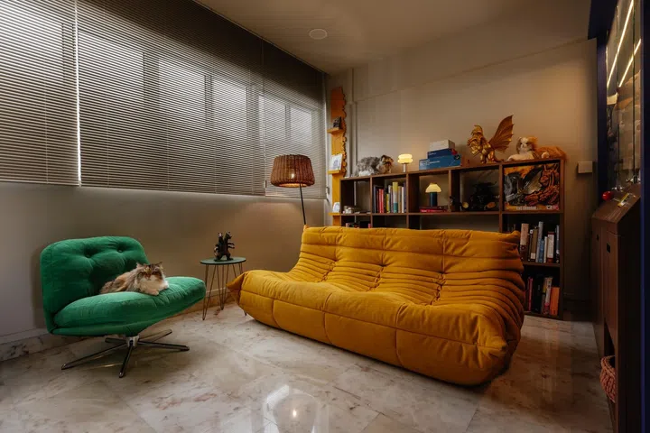 A colourful media room for movie nights.