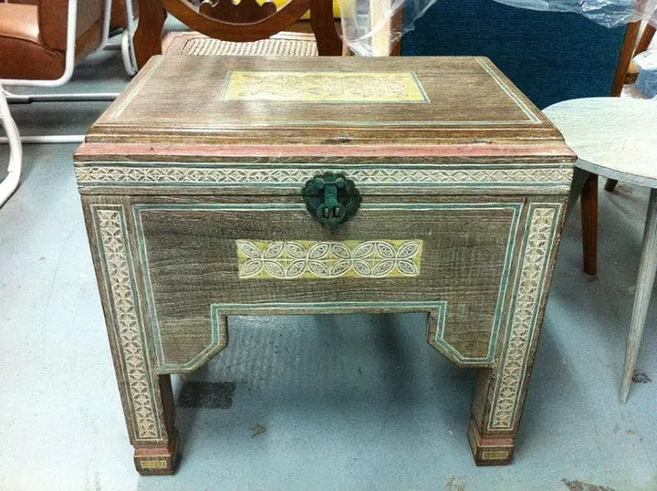 Antique bedside table at second hand furniture shop Things Your Mother Throw