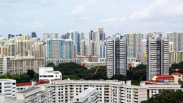 Singapore's cityscape with modern skyscraper and housing buildings