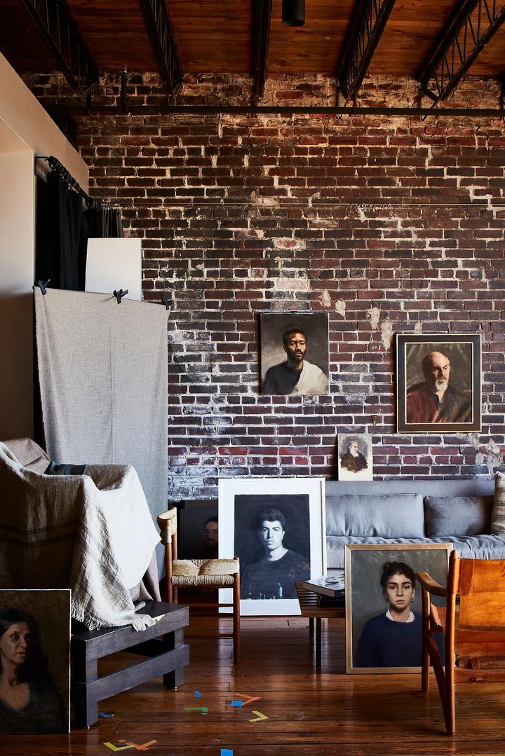 Many of the pieces of furniture in young artist William Rushton's home are family heirlooms, which mix and match in the different nooks of the house. Credit by Brie William.